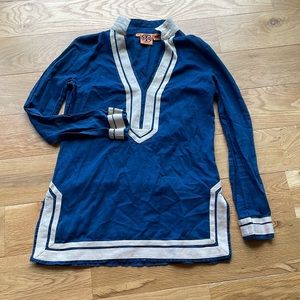 Gorgeous Tory, Burch to neck, swimsuit, cover-up, navy